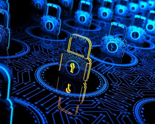 Abstract  Digital concept which shows network security optimization and internet technology