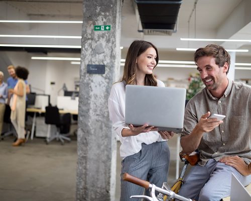 Creative business people working on business project in modern office